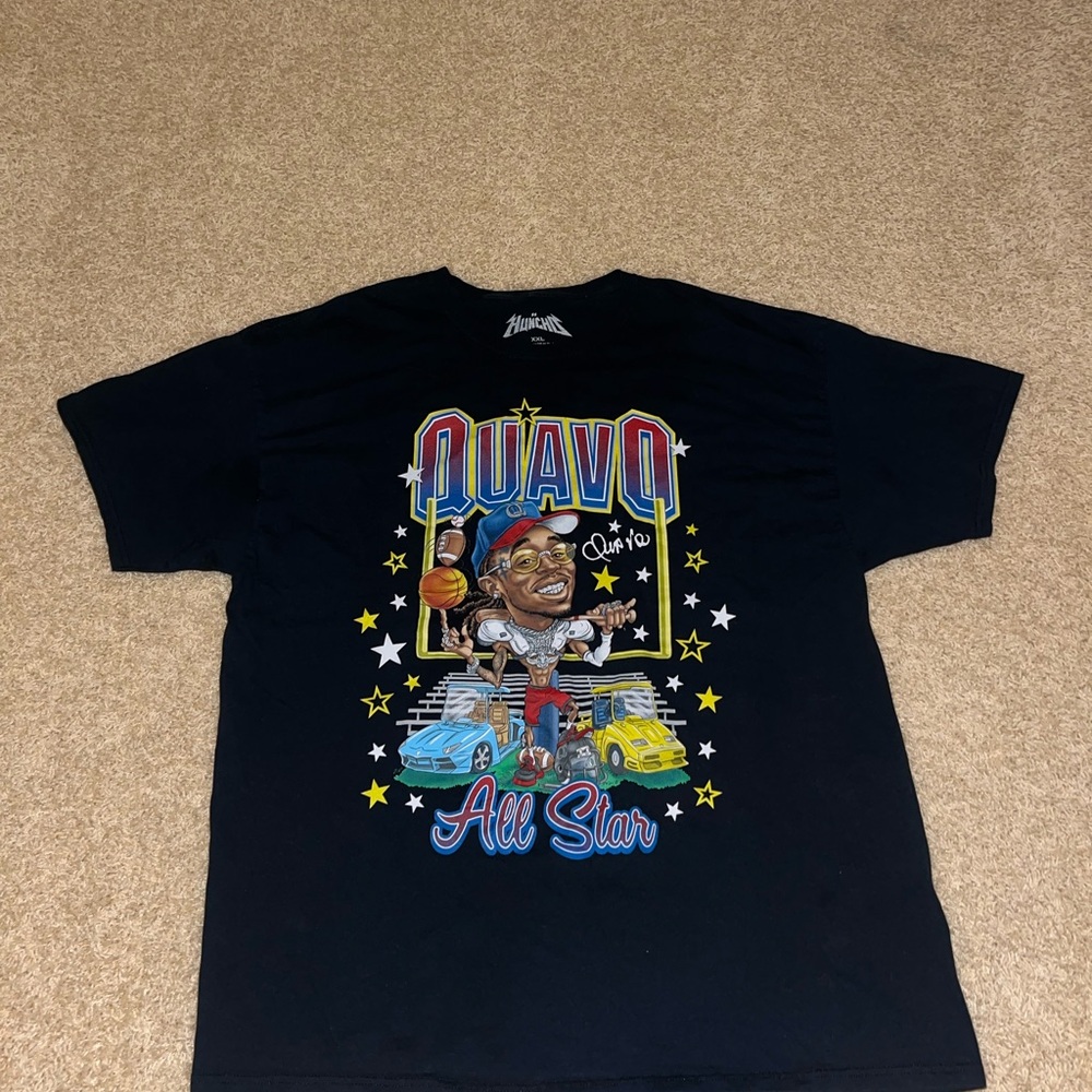 Black Graphic Tee with Quavo Design